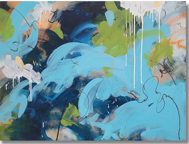 White Drips on Blue 