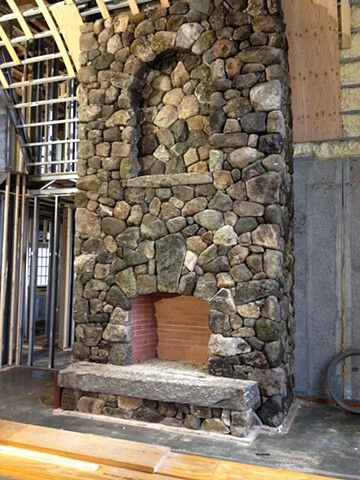 New Hampshire fieldstone fireplace