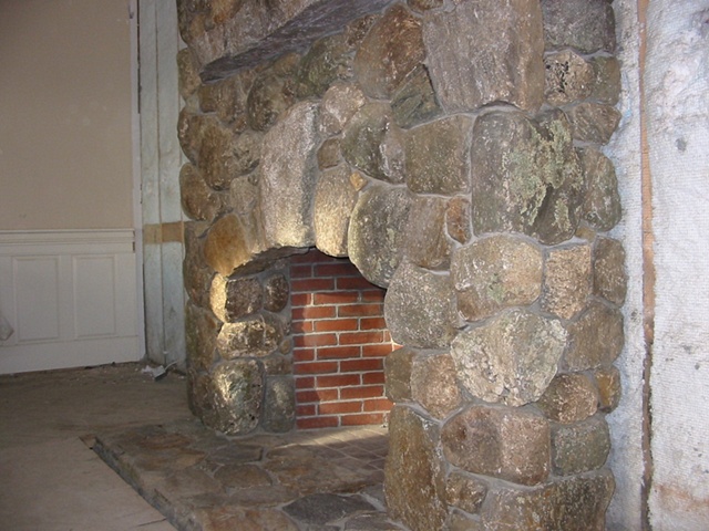 Fieldstone fireplace 