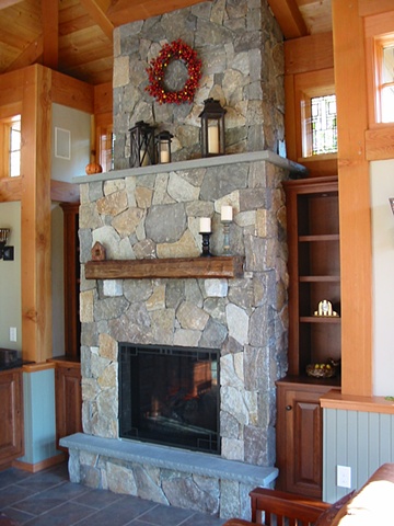 Waterville Valley stone gas fireplace