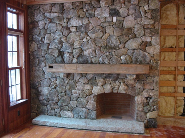 New Hampshire fieldstone fireplace