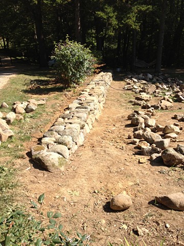 Rebuilt old stone wall
