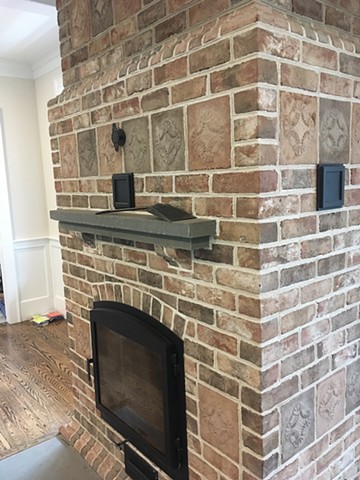 Bluestone hearth and mantle details