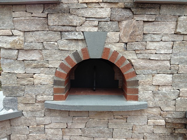 Pizza oven door natural stone and brick