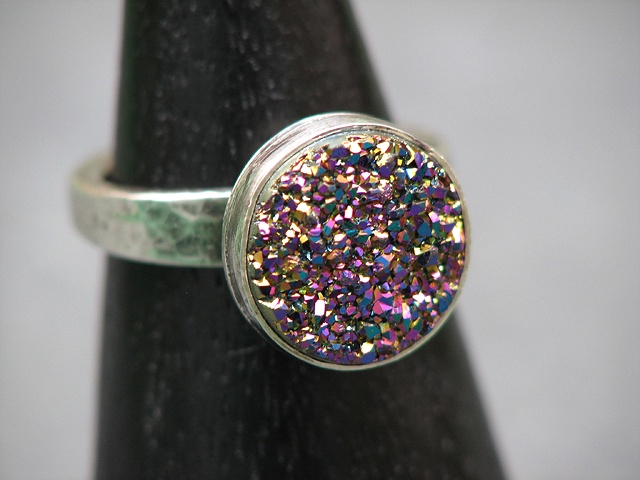 Sterling and Lavender Druzy Ring