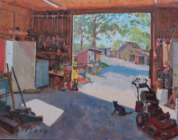 plein air impressionistic painting small engine workshop kuhlman lawn service