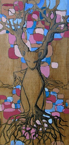 Jordan Quintero, Painting, Contemporary Art, Contemporary Figurative Painting, Mythological Art, Surrealist Art, Urban, Organic, Street Art, Trees, Transformation, Visonary Art