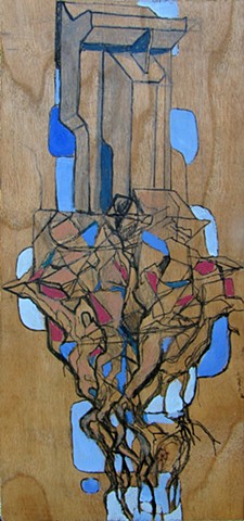 Jordan Quintero, Painting, Contemporary Art, Contemporary Figurative Painting, Mythological Art, Surrealist Art, Urban, Organic, Street Art, Trees, Transformation, Visonary Art