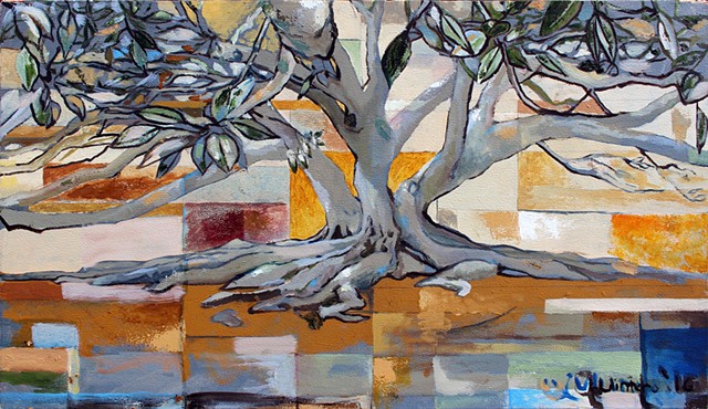 oil paintings, tree paintings, contemporary art, Santa Barbara Train Station