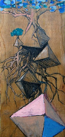 Jordan Quintero, Painting, Contemporary Art, Contemporary Figurative Painting, Mythological Art, Surrealist Art, Urban, Organic, Street Art, Trees, Transformation, Visonary Art