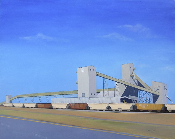 oil painting of architectural subject matter, American Rock Salt Company