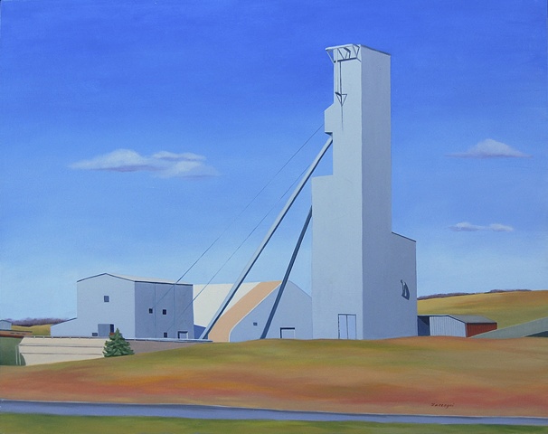 oil painting on panel of the American Rock Salt Mine near Geneseo, NY