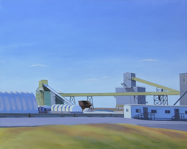 oil painting on panel of the American Rock Salt Mine near Geneseo, NY