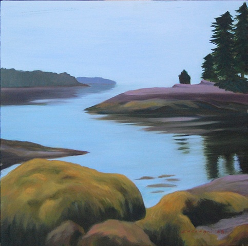 oil painting of landscape, Timber Point, Friendship Maine