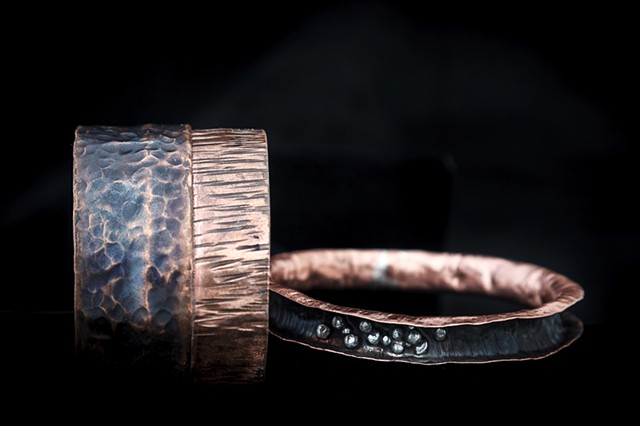 Copper cuff and bracelet, hand crafted.