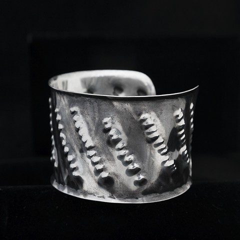Sterling Silver, Pounded and Oxidized Cuff