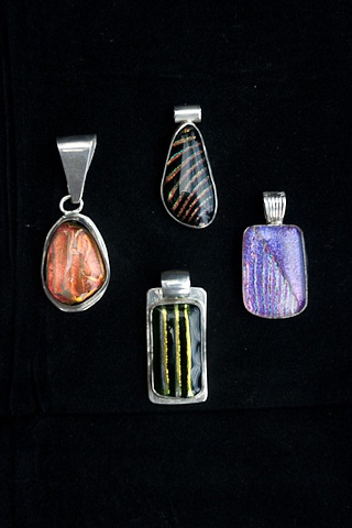 037 Dichroic Glass and Sterling Pendant