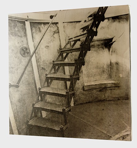 Top of the Lighthouse Steps. Hand Printed in Platinum Palladium on Cradled Birch Wood