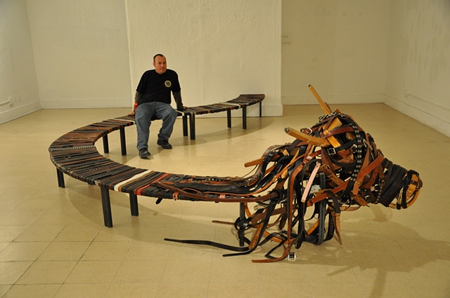 Bench made of 1000 belts