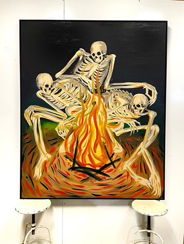 Heath nock contemporary art oil painting Australia artist skeletons figurative 