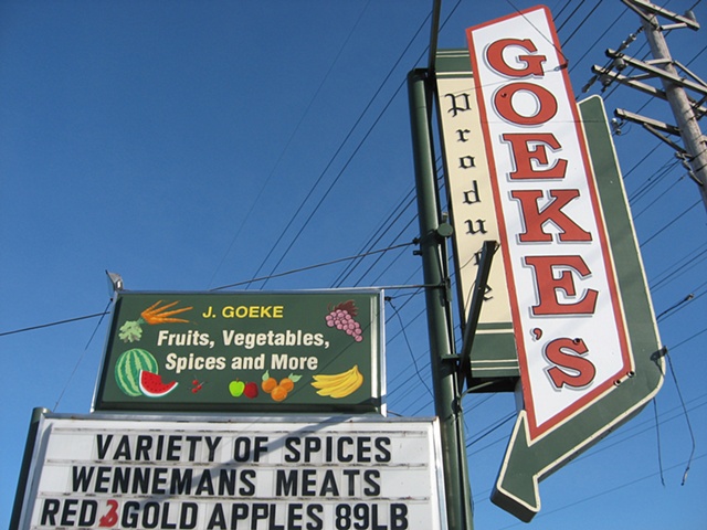 Goeke's Produce sign painting.