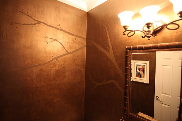 metallic gold with tree branch paint by the design deli