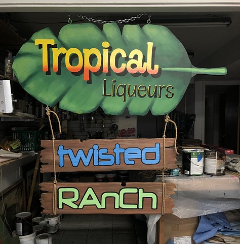 Tropical Liqueurs hanging signs, latex