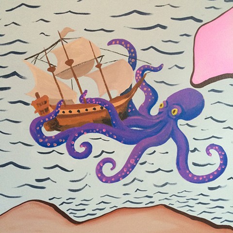 Detail Map Mural Octopus