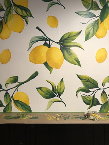 close-up lemons, latex paint