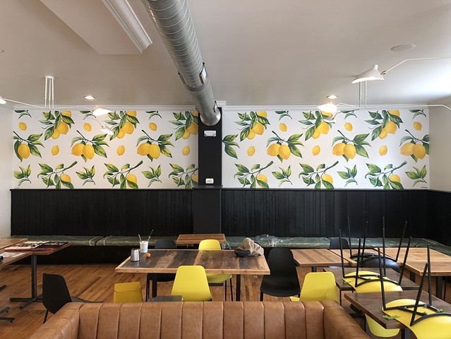 Lemon wall coffee house