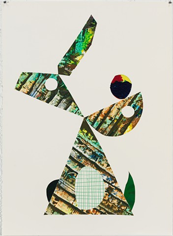 modern minimalist collage of green abstract figure by Michelle Wasson