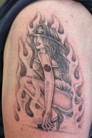Firehouse pinup girl