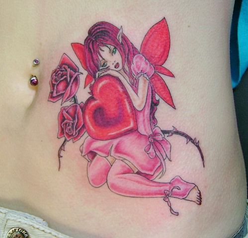 Fairy with heart and roses