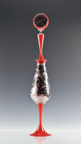 Camellia on Red and Silver