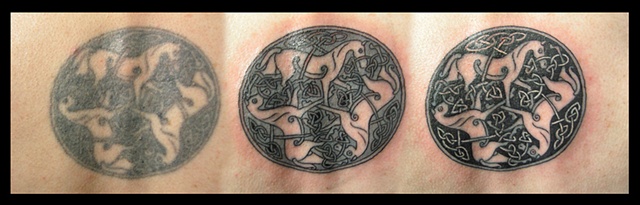 Celtic Horse Rework.
A very old and faded tattoo can be brought back to life.