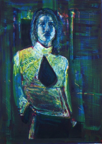 STANDING WOMAN WITH GREEN AND BLUE