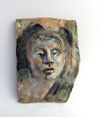 face tile, mini ceramic sculpture, 
