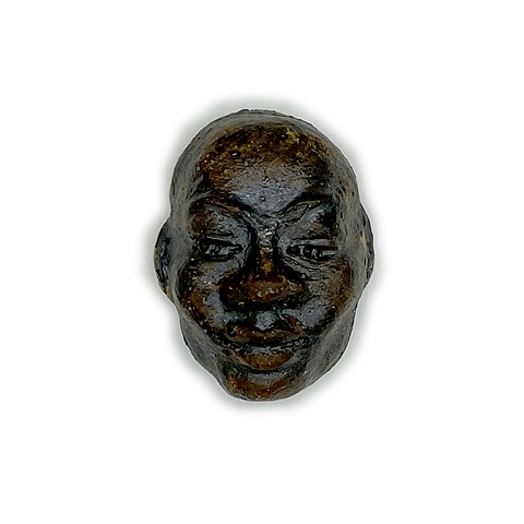 Male, Bronze Glaze, Bald, ceramic, miniature clay fired sculpture 
