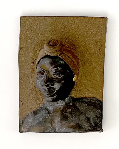 Top Knot Head Scarf - Female - Black Mt. clay, with bronze glaze