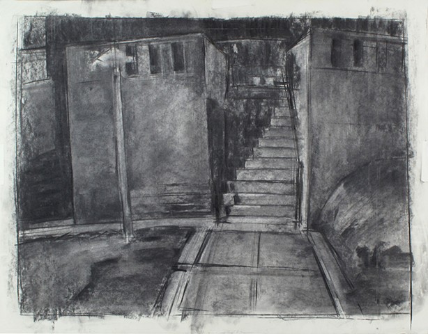 Park Crest Stairs Charcoal on Paper 27 x 32 2016
