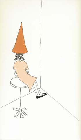 Shauna Oddleifson, Dunce Cap, acrylic and ink on paper
