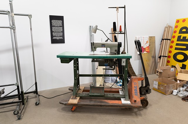 Installation view with remnant from 'The Procession'