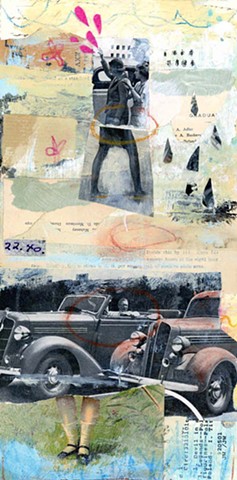 Angela Petsis; collage; Paper collage; Angela Petsis art, vintage paper collage; original collage; mixed media; mixed media art; original art; collage; magazine collage; cut and paste; collage on canvas; hand made paper; collage art; handmade paper collag