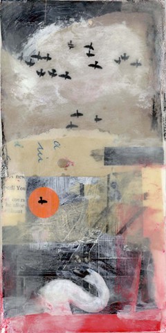 Encaustic collage; encaustic painting; Angela Petsis; encaustic art; encaustic; original art; collage; paper collage; mixed media collage