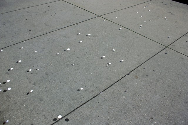 tape making floating shadows of gum on sidewalk by Rena Leinberger