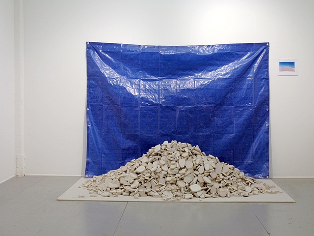 sculpture of drywall rubble pile by Rena Leinberger