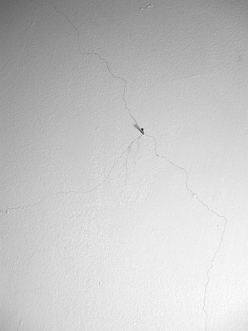 wall crack installation with nail by Rena Leinberger