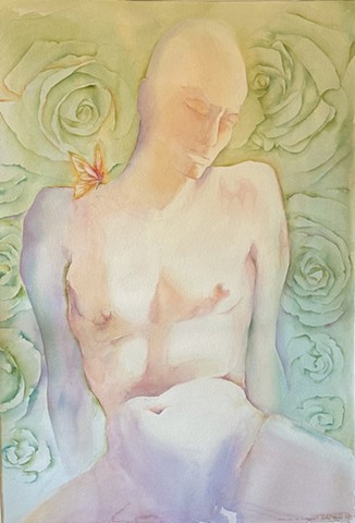 Subtle, symbolic figurative watercolor