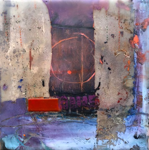 rich, evocative, structured collage encaustic