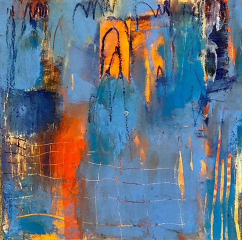 vibrant abstraction with mark making